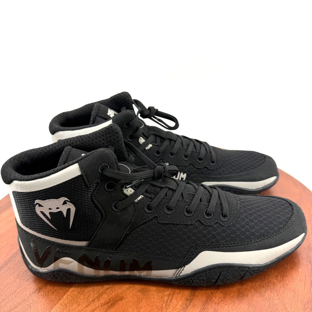 Venum Elite Boxing Shoes Black White Training Combat VENUM-05083 Men Size 10